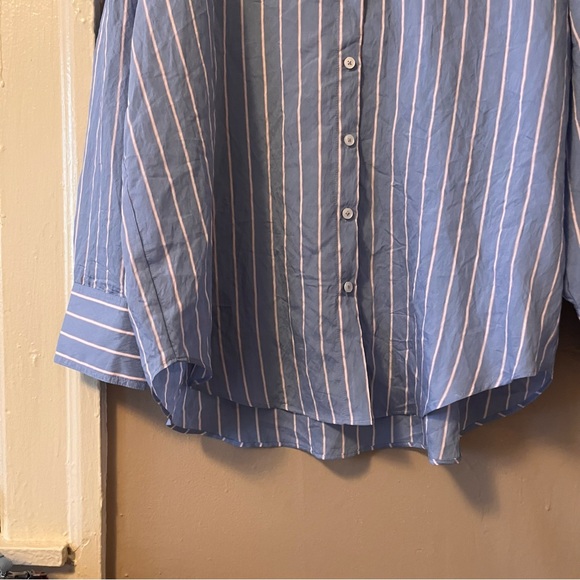 🏷️ 🆕 abercrombie & fitch • pink & blue striped button-down shirt with collar - Picture 6 of 16